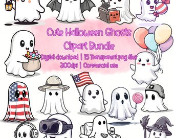 15 Cute Halloween Ghost PNG Clipart | Halloween Ghost Clipart | Cute Halloween Ghost PNG | Boo | Boo Clipart | Spooky Ghost