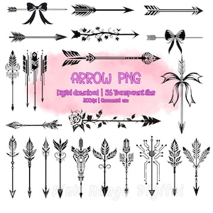 Paquete de imágenes prediseñadas de flechas: 56 archivos PNG (descarga digital)