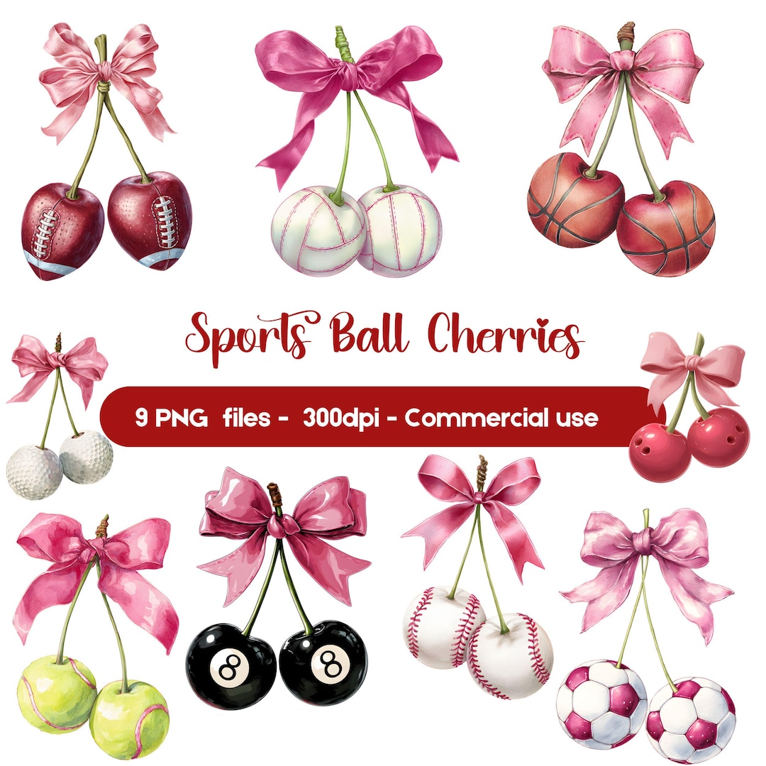 sports-ball-cherries-clipart-bundle-cherry-balls-with-pink-bows