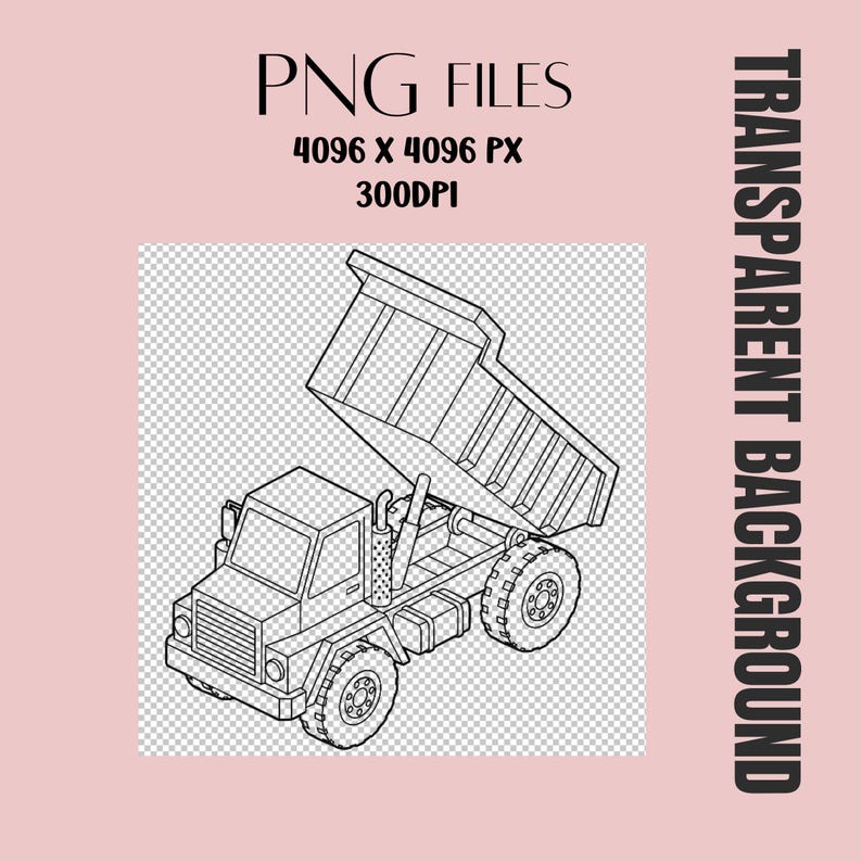 Construction Vehicles Line Art Clipart, Digger Excavator Dump Truck Bulldozer Cement Truck kids coloring page image 7
