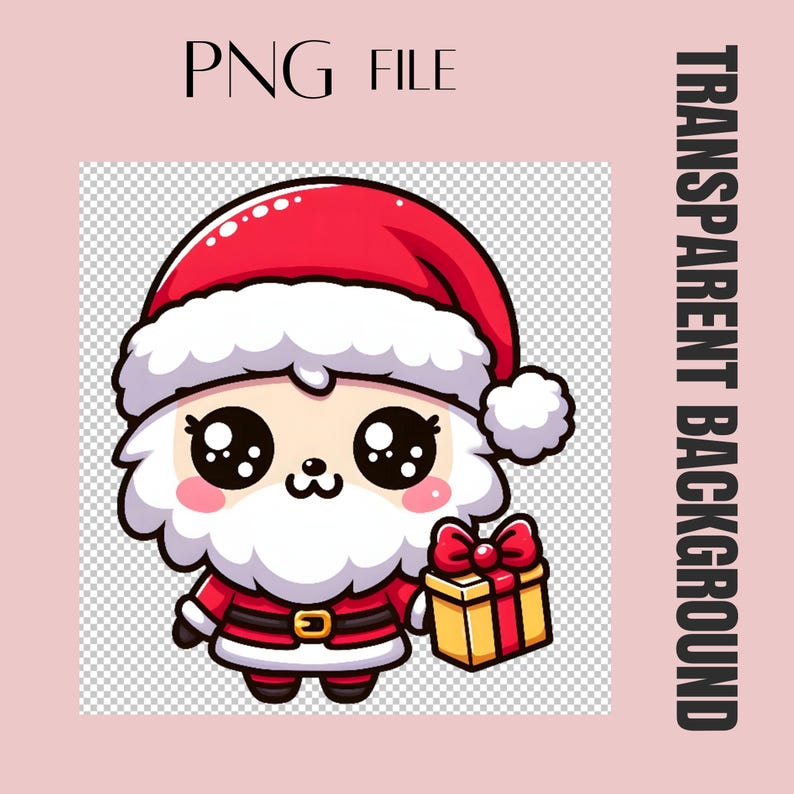 Kawaii Christmas Clipart Bundle | Cute Santa Reindeer Gingerbread PNG ...