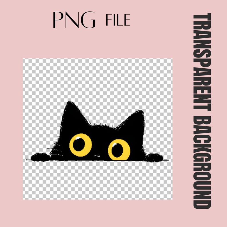 peeking black cat poster, cute cat print, home decor,... Peeking Black Cat Clipart Bundle | Cute Black Cat PNG | Halloween Cat ...
