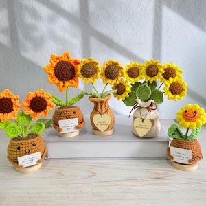 Handmade Crochet Sunflower in Pot,Blooming Sunflower Pot Crochet,Floral Elegance Pot Crochet,Unique Home Decor - Sunflower in Pot,Desk Decor