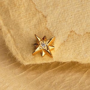 18/16G Tiny Sun Titanium Labret • Threaded Flat Back Earring • Tragus Stud • Helix Stud • CZ Stud • Cartilage Stud • Nose Piercing Stud