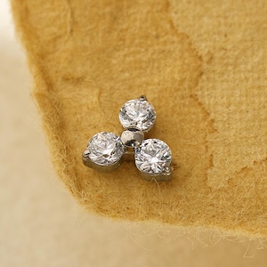 18/16G Tiny Triangle Titanium Labret • Threaded Flat Back Earring • Tragus Stud • Helix Stud • CZ Stud • Cartilage Stud • Nose Piercing Stud
