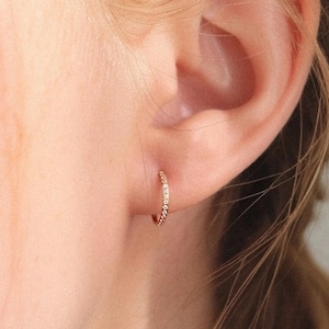 18/16G Titanium Tiny CZ Hinge Hoop Earrings • Hinged Segment Nose Ring • Rook piercing • Helix Hoop • Septum Clicker Ring • Conch Piercing