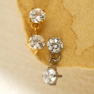 Petit labret pendant en titane 18/16 g • Boucle d'oreille filetée à l'arrière • Clou tragus • Clou hélicoïdal • CZ • Clou pour cartilage • Clou pour piercing au nez