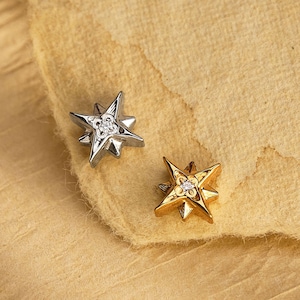 18/16G Tiny Sun Titanium Labret • Threaded Flat Back Earring • Tragus Stud • Helix Stud • CZ Stud • Cartilage Stud • Nose Piercing Stud