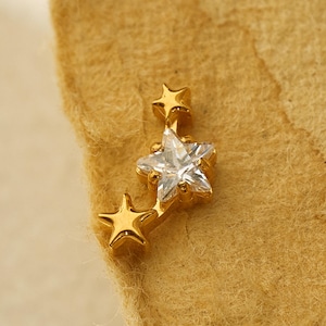 18/16G Tiny Star Titanium Labret • Threaded Flat Back Earring • Tragus Stud • Helix Stud • CZ Stud • Cartilage Stud • Nose Piercing Stud