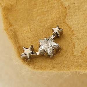 18/16G Tiny Star Titanium Labret • Threaded Flat Back Earring • Tragus Stud • Helix Stud • CZ Stud • Cartilage Stud • Nose Piercing Stud