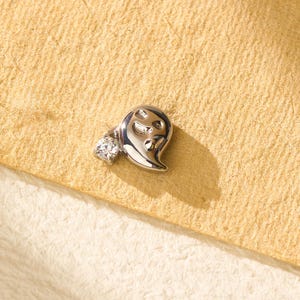18/16G Ghost Titanium Threaded Flat Back Earring • Tragus/Helix/Cartilage Stud • Gothic Halloween • Gift for Her/Him