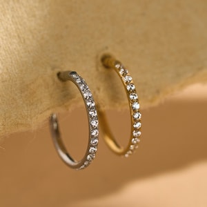 18/16G Titanium Tiny CZ Hinge Hoop Earrings • Hinged Segment Nose Ring • Rook piercing • Helix Hoop • Septum Clicker Ring • Conch Piercing