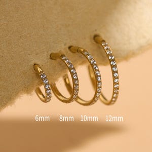 18/16G Titanium Tiny CZ Hinge Hoop Earrings • Hinged Segment Nose Ring • Rook piercing • Helix Hoop • Septum Clicker Ring • Conch Piercing