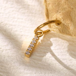 Titanium Tiny CZ Dangle Huggie Earrings • Drop Hoops • Rook piercing • Helix Hoop • Clicker Ring • Conch Piercing • Gift for Her
