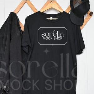 Bella Canvas 3001 Black T-Shirt Mockup, BC3001 Hanging Mockup, Bella Canvas Hanging, Men&#39;s Mockup, Male Mockup, Simple Trendy Mockup Male