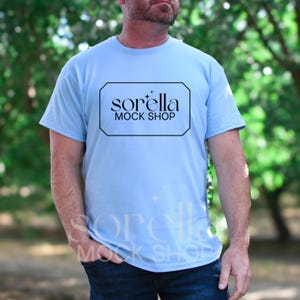 Gildan 5000 Light Blue Tshirt Mockup, Gildan 5000 T-Shirt Mockup, Gildan Light Blue Mockup, Real Male Simple Mockup, Mens Front Mockup