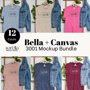 Bella Canvas Tshirt Mockup Bundle, Bella Canvas 3001 T-Shirt Mockup Bundle, Boho Hanging Mockup Bundle, BC3001 Mockup Bundle, Mockup Bundle