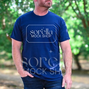 Gildan 5000 Navy Tshirt Mockup, Gildan 5000 T-Shirt Mockup, Gildan Navy Mockup,  Real Male Casual Simple Mockup, Mens Front Mockup