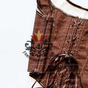 Brown Ren Faire Corset | Sizes S-2XL | Woman's Victorian Brown Corset Top, Renaissance Festival Corset Medieval Cosplay Larp Costume Corset image 7