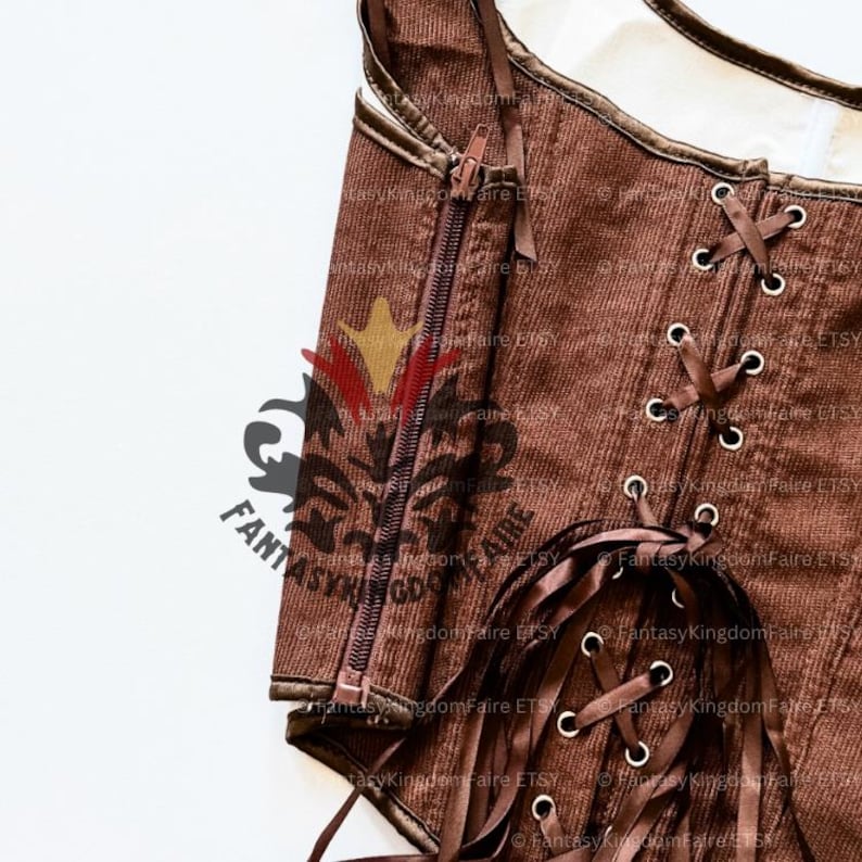 Brown Ren Faire Corset | Sizes S-2XL | Woman's Victorian Brown Corset Top, Renaissance Festival Corset Medieval Cosplay Larp Costume Corset image 7