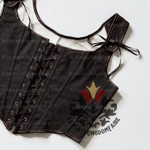 Black Ren Faire Corset | Sizes S-2XL | Woman&#39;s Victorian Black Corset Top, Renaissance Festival Corset Medieval Cosplay Larp Costume Corset
