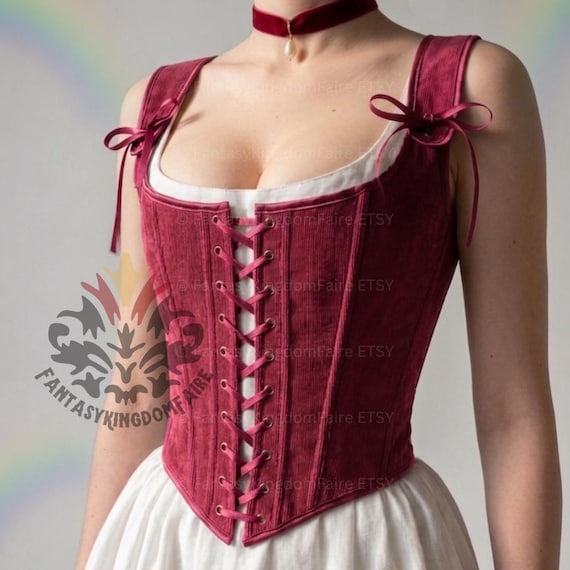 Wine Faire Corset | Sizes S-2XL | Woman's Red Corset Top, Victorian Renaissance Festival Corset Cosplay LARP Costume Medieval Fair