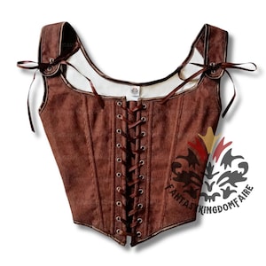 Brown Ren Faire Corset | Sizes S-2XL | Woman's Victorian Brown Corset Top, Renaissance Festival Corset Medieval Cosplay Larp Costume Corset image 3