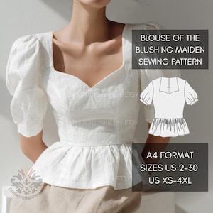 Renaissance Blouse of the Blushing Maiden Sewing Pattern XS-4XL | Maiden Medieval Blouse Ren Faire Peasant LARP Top | A4 US Sizes 2 to 30