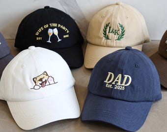 Baseballpet met gepersonaliseerde tekst of ontwerp, pet met zonbeschermingsprint voor papa, pet voor zussen, vrijgezellenfeestcadeau, cadeau voor hem en haar