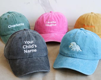 Customized retro baseball caps for children, embroidered text baseball caps, custom washed caps, baby caps, birthday and Christmas gifts