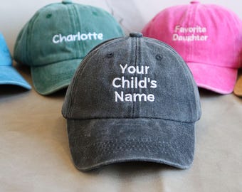 Customized retro baseball caps for children, embroidered text baseball caps, custom washed caps, baby caps, birthday and Christmas gifts