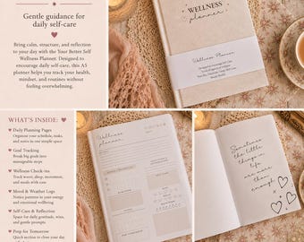 Wellness Planner | A5 Guided Wellness Journal | Daily Self-Care, Gratitude & Health Tracker | Mindfulness Journal | Gift for Her