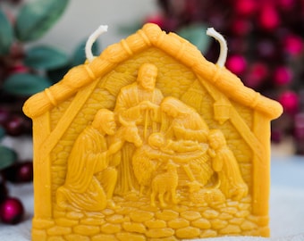 Nativity Scene Beeswax Candle