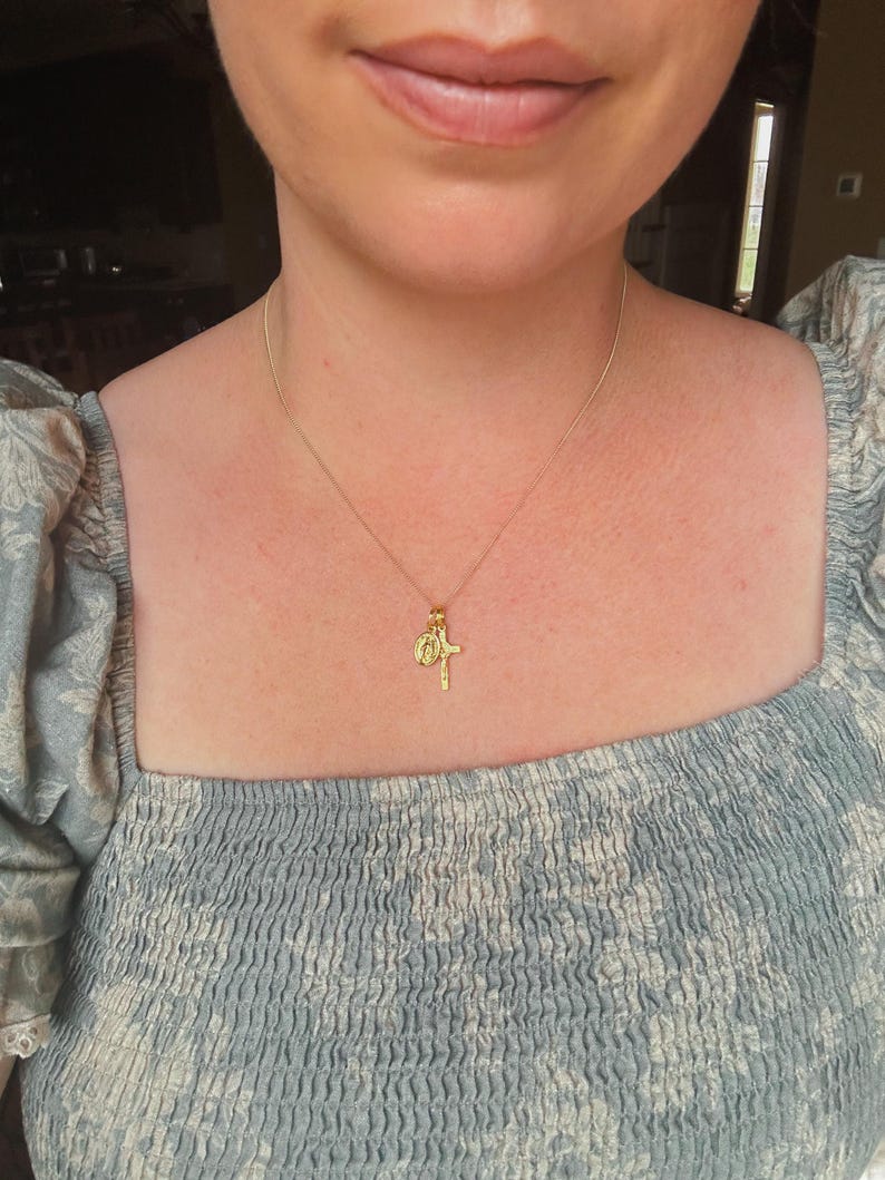 Mini Miraculous Medal and Crucifix necklace image 10