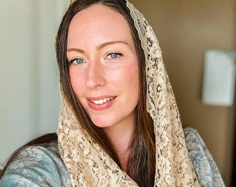 Tan Infinity Lace Mantilla (veil)
