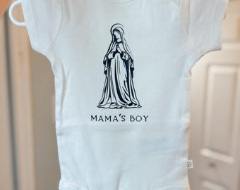Mamas boy Catholic baby outfit