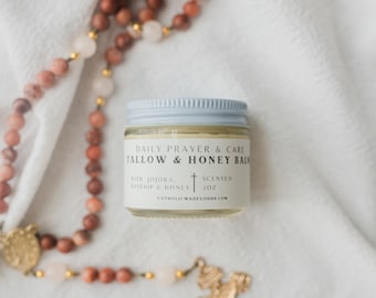 Whipped Tallow Honey Balm, Jojoba, Rosehip, Beeswax, Lavender Scented (2oz)