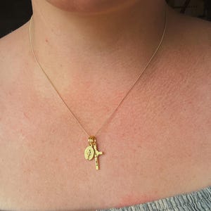 Mini Miraculous Medal and Crucifix necklace image 11