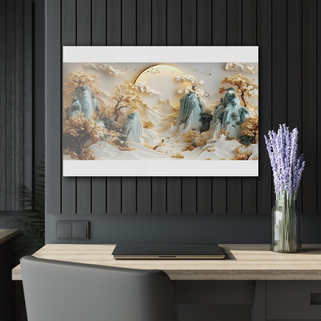 Sp049 Golden Peaks Fantasy Landscape_acrylic Prints_sp049_sp03 - Etsy Canada