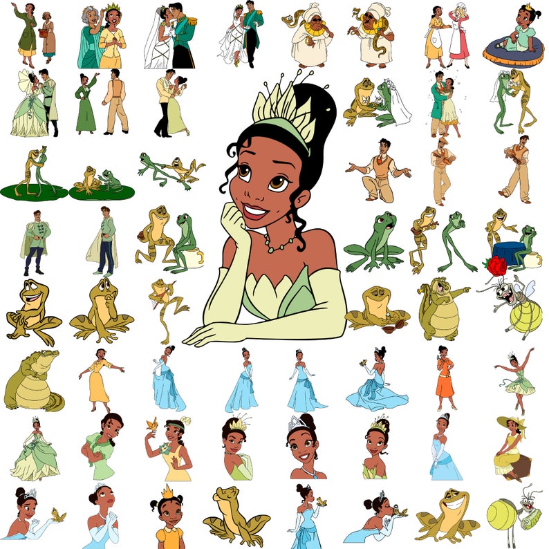 High quality Princess SVG, clipart, digital file, Tiana svg bundle, Princess and the frog Svg, Family trip svg Clipart Instant Download image 1