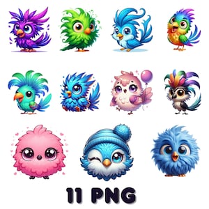 Funny Cute Bird Png Bundle, Watercolor Birds Clipart Png, Funny Birds Sublimation Png, Funny Animals Png, Digital Download