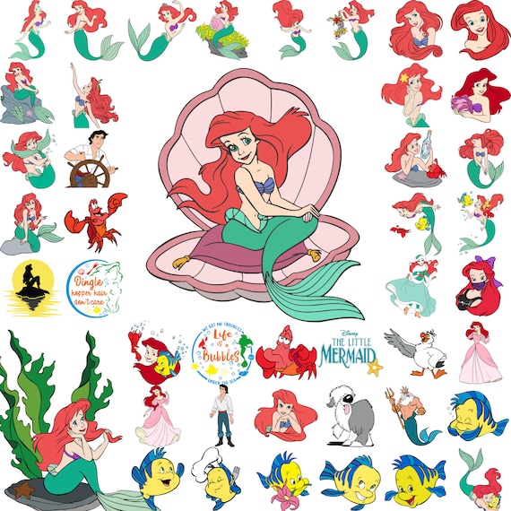 Little Mermaid SVG bundle, Ariel Clipart, Little mermaid Png, Princess, Layered Ariel Little Mermaid Svg Bundle,  Instant Digital Download