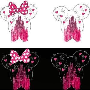 Watercolor Mouse Castle Png Bundle, Mouse Ear Castle Png, Retro Colorful Castle Png, Sublimation Design Png, Magic Kingdom Png, Sublimation