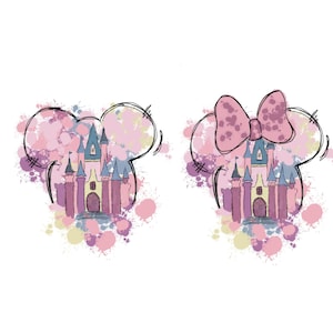Watercolor Mouse Castle Png Bundle, Mouse Ear Castle Png, Retro Colorful Castle Png, Sublimation Design Png, Magic Kingdom Png, Sublimation