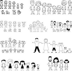 Stick Family SVG Bundle Stick Family cut files Huge Pack of Stick Figure Svg Stick people family clip art Instant Download, family sticker