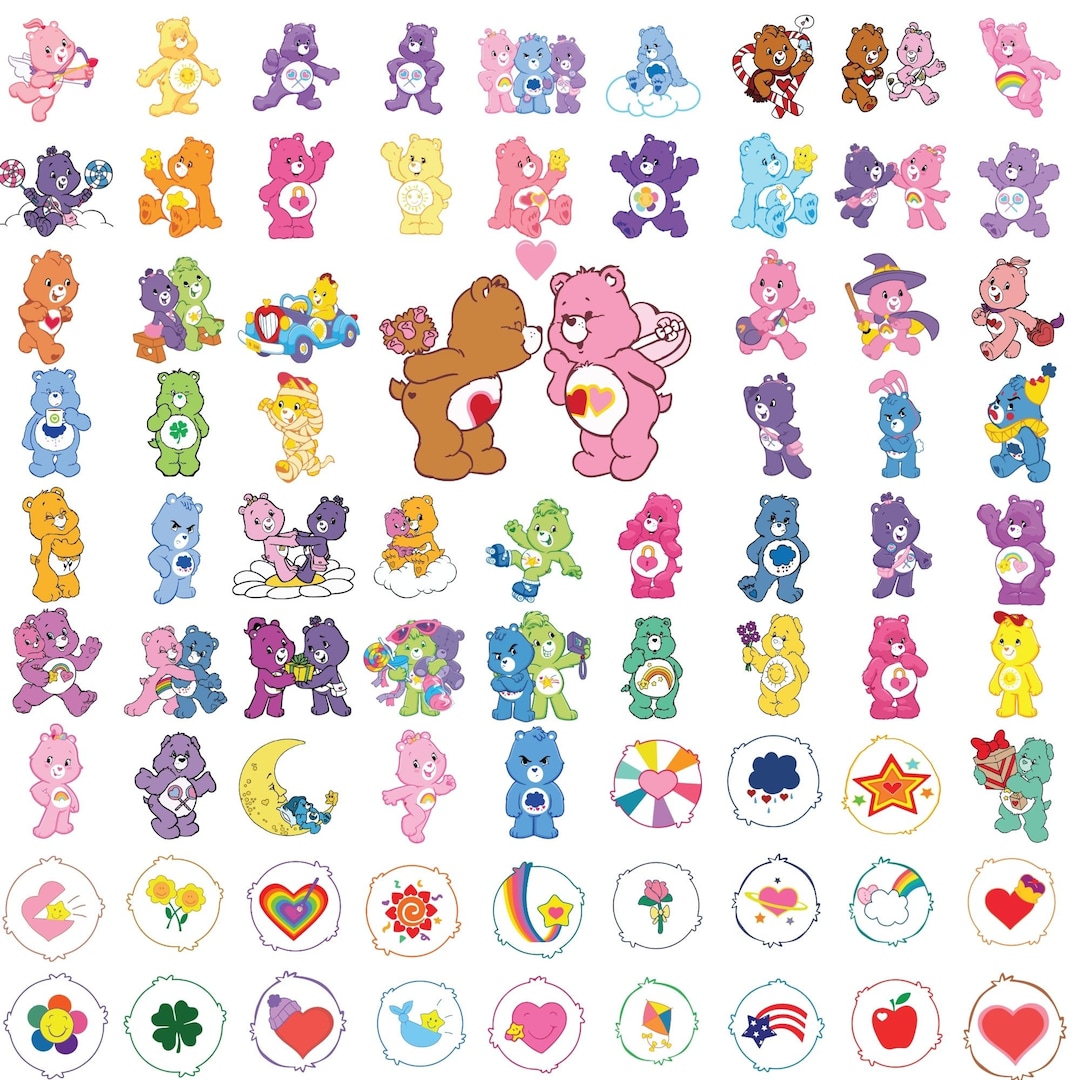 Care Bears SVG Bundle, Belly Badges Svg Files, Layered Svg, Care Bears ...
