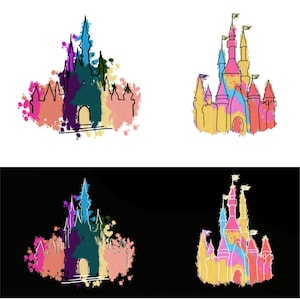 Watercolor Mouse Castle Png Bundle, Mouse Ear Castle Png, Retro Colorful Castle Png, Sublimation Design Png, Magic Kingdom Png, Sublimation