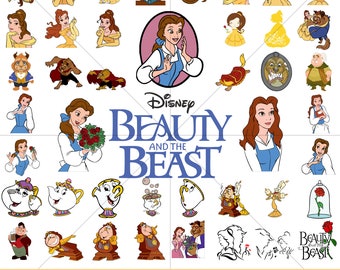 Beautiful Belle and Beast Cartoon Svg, Fairytale Clipart Png Collection, Cricut Friendly SVG Cut Files for Crafts, Elegant Princess Designs