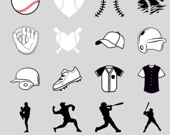 Baseball Png Bundle, Sports Clipart Set for Sublimation, Baseball Player and Equipment PNG, Vintage Sports Design Pack, Instant Access Files