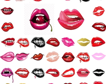 Lips SVG Bundle, Lips Png files for Cricut, Lipstick Svg files, Kiss Cut files for Cricut, Valentines Day SVG, Love Svg, Digital download